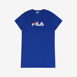 Fila Linear Short Sleeve - Naisten Mekot - Sininen | FI-56729